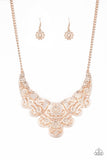 Paparazzi "Mess With The Bull" Rose Gold Necklace & Earring Set Paparazzi Jewelry