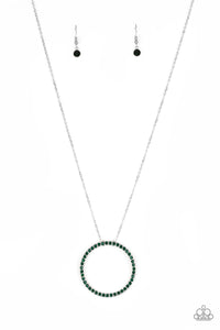 Paparazzi VINTAGE VAULT "Center Of Attention" Green Necklace & Earring Set Paparazzi Jewelry