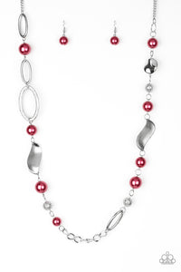 Paparazzi VINTAGE VAULT "All About Me" Red Necklace & Earring Set Paparazzi Jewelry