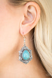 Paparazzi "So Santa Fe" Blue Turquoise Stone Ornate Silver Earrings Paparazzi Jewelry