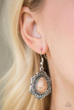 Paparazzi "So Santa Fe" Brown Stone Ornate Silver Earrings Paparazzi Jewelry