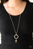 Paparazzi "Straight To The Top" Gold Lanyard Necklace & Earring Set Paparazzi Jewelry