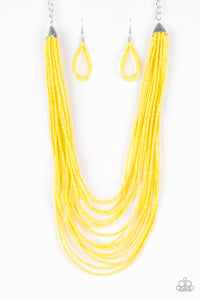 Paparazzi "Peacefully Pacific" Yellow Necklace & Earring Set Paparazzi Jewelry