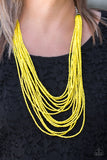 Paparazzi "Peacefully Pacific" Yellow Necklace & Earring Set Paparazzi Jewelry