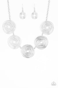 Paparazzi VINTAGE VAULT "SOL-Mates" Silver Necklace & Earring Set Paparazzi Jewelry