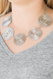 Paparazzi VINTAGE VAULT "SOL-Mates" Silver Necklace & Earring Set Paparazzi Jewelry