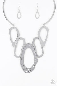 Paparazzi VINTAGE VAULT "Prime Prowess" Silver Necklace & Earring Set Paparazzi Jewelry