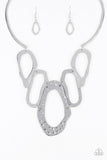 Paparazzi VINTAGE VAULT "Prime Prowess" Silver Necklace & Earring Set Paparazzi Jewelry