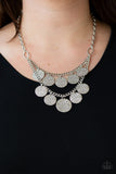 Paparazzi VINTAGE VAULT "Works Every Chime" Silver Necklace & Earring Set Paparazzi Jewelry