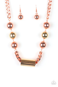 Paparazzi VINTAGE VAULT "All About Attitude" Copper Necklace & Earring Set Paparazzi Jewelry