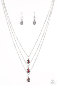 Paparazzi "Radiant Rainfall" Red Necklace & Earring Set Paparazzi Jewelry