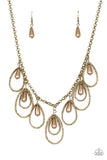 Paparazzi VINTAGE VAULT "Rustic Ritz" Brass Necklace & Earring Set Paparazzi Jewelry