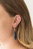 Paparazzi "Santa Fe Skies" Black Teardrop Stone Silver Accent Earrings Paparazzi Jewelry