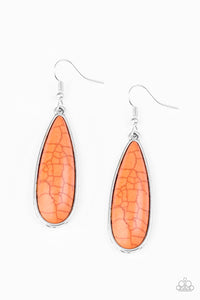 Paparazzi "Santa Fe Skies" Orange Teardrop Stone Silver Accent Earrings Paparazzi Jewelry