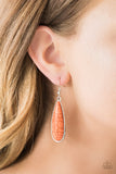 Paparazzi "Santa Fe Skies" Orange Teardrop Stone Silver Accent Earrings Paparazzi Jewelry