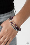 Paparazzi "Tribal Spunk" Purple Bead Spring Like Design Silver Bracelet Paparazzi Jewelry
