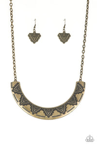 Paparazzi VINTAGE VAULT "Persian Pharaoh" Brass Necklace & Earring Set Paparazzi Jewelry