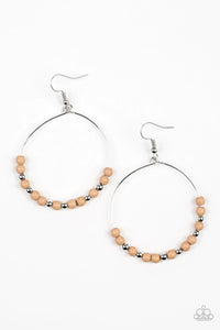 Paparazzi "Stone Spa" Brown Stone Bead Hoop Earrings Paparazzi Jewelry