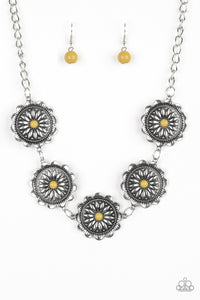 Paparazzi "Me-dallions, Myself, and I" Yellow Necklace & Earring Set Paparazzi Jewelry