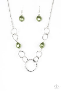Paparazzi VINTAGE VAULT "Lead Role" Green Necklace & Earring Set Paparazzi Jewelry