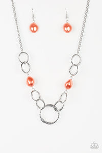 Paparazzi VINTAGE VAULT "Lead Role" Orange Necklace & Earring Set Paparazzi Jewelry
