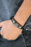 Paparazzi "Totally Tundra" Black Leather Metallic Accent Urban Bracelet Unisex Paparazzi Jewelry
