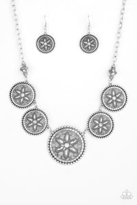 Paparazzi VINTAGE VAULT "Written In The STAR LILIES" White Necklace & Earring Set Paparazzi Jewelry