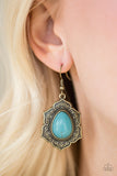 Paparazzi "So Santa Fe" Brass Ornate Frame Blue Turquoise Stone Earrings Paparazzi Jewelry
