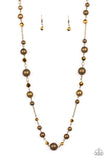 Paparazzi VINTAGE VAULT "Modernly Majestic" Brass Necklace & Earring Set Paparazzi Jewelry