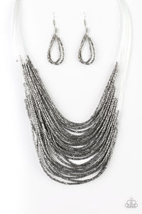 Paparazzi VINTAGE VAULT "Catwalk Queen" Black 315XX Necklace & Earring Set Paparazzi Jewelry