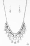 Paparazzi VINTAGE VAULT "Dont Forget To BOSS!" Silver Necklace & Earring Set Paparazzi Jewelry