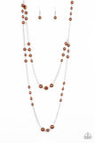 Paparazzi "Pearl Promenade" Brown Necklace & Earring Set Paparazzi Jewelry