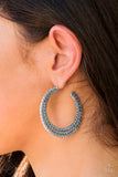 Paparazzi "Talk About Texture" FASHION FIX Simply Santa Fe December 2018 Silver Etched Hoop Earrings Paparazzi Jewelry
