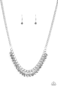 Paparazzi VINTAGE VAULT "Glow and Grind" Silver Necklace & Earring Set Paparazzi Jewelry