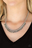 Paparazzi VINTAGE VAULT "Glow and Grind" Silver Necklace & Earring Set Paparazzi Jewelry