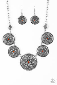 Paparazzi VINTAGE VAULT "Written In The STAR LILIES" Orange Necklace & Earring Set Paparazzi Jewelry