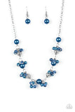 Paparazzi "Weekday Wedding" Blue & Shiny Pearl Bead Silver Necklace & Earring Set Paparazzi Jewelry