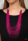 Paparazzi VINTAGE VAULT "Peacefully Pacific" Pink Necklace & Earring Set Paparazzi Jewelry