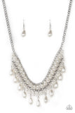 Paparazzi VINTAGE VAULT "The Guest List" White Necklace & Earring Set Paparazzi Jewelry