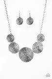 Paparazzi VINTAGE VAULT "Deserves A Medal" Silver Necklace & Earring Set Paparazzi Jewelry