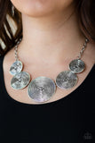 Paparazzi VINTAGE VAULT "Deserves A Medal" Silver Necklace & Earring Set Paparazzi Jewelry