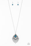 Paparazzi VINTAGE VAULT "Inde-PENDANT Idol" Blue Necklace & Earring Set Paparazzi Jewelry