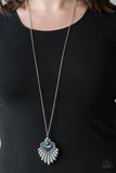 Paparazzi VINTAGE VAULT "Inde-PENDANT Idol" Blue Necklace & Earring Set Paparazzi Jewelry