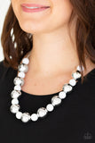 Paparazzi VINTAGE VAULT "Top Pop" White Necklace & Earring Set Paparazzi Jewelry