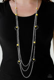 Paparazzi VINTAGE VAULT "Collectively Carefree" Yellow Necklace & Earring Set Paparazzi Jewelry