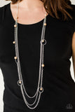 Paparazzi VINTAGE VAULT "Collectively Carefree" Brown Necklace & Earring Set Paparazzi Jewelry