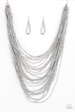 Paparazzi VINTAGE VAULT "Dauntless Dazzle" Silver Necklace & Earring Set Paparazzi Jewelry