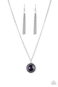 Paparazzi VINTAGE VAULT "Mega Money" Purple Necklace & Earring Set Paparazzi Jewelry