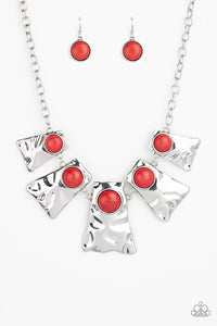 Paparazzi VINTAGE VAULT "Cougar" Red Necklace & Earring Set Paparazzi Jewelry
