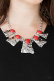 Paparazzi VINTAGE VAULT "Cougar" Red Necklace & Earring Set Paparazzi Jewelry